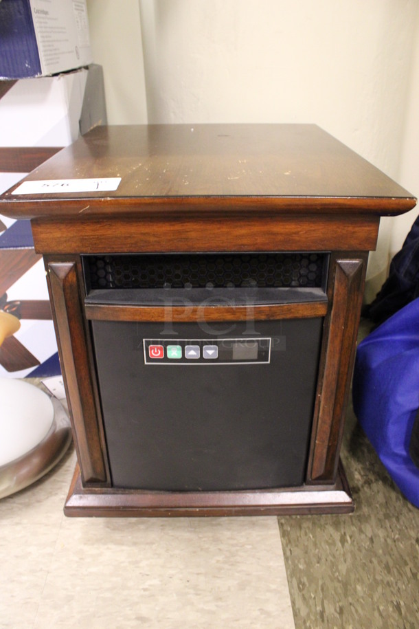 Wood Pattern Electric Powered Portable Fireplace Heater. 16x20x18.5. (Room 105)