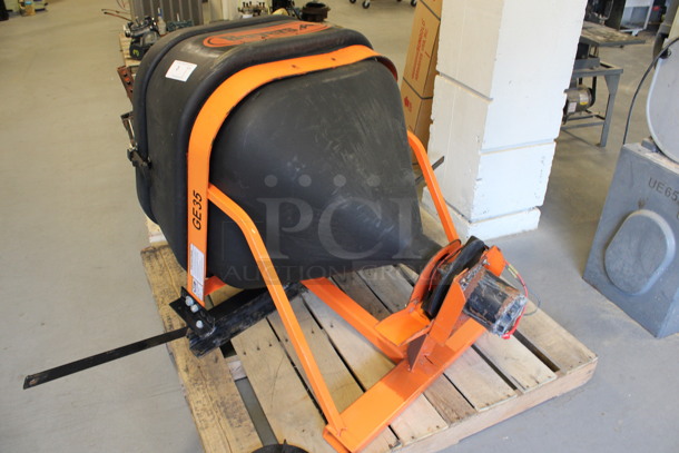 Salt Dogg Buyers Model TGS01B Black Poly Tailgate Salt Spreader w/ Orange Metal Frame. 31x36x48. (Room 130) - Image 2 of 7