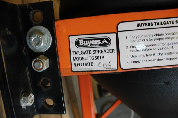 Salt Dogg Buyers Model TGS01B Black Poly Tailgate Salt Spreader w/ Orange Metal Frame. 31x36x48. (Room 130) - Image 5 of 7
