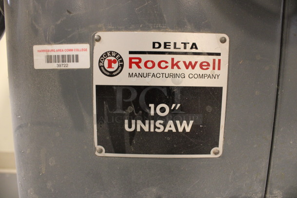 Rockwell Delta Metal Commercial Floor Style 10" Unisaw. 46x35x37. (Room 130) - Image 5 of 11