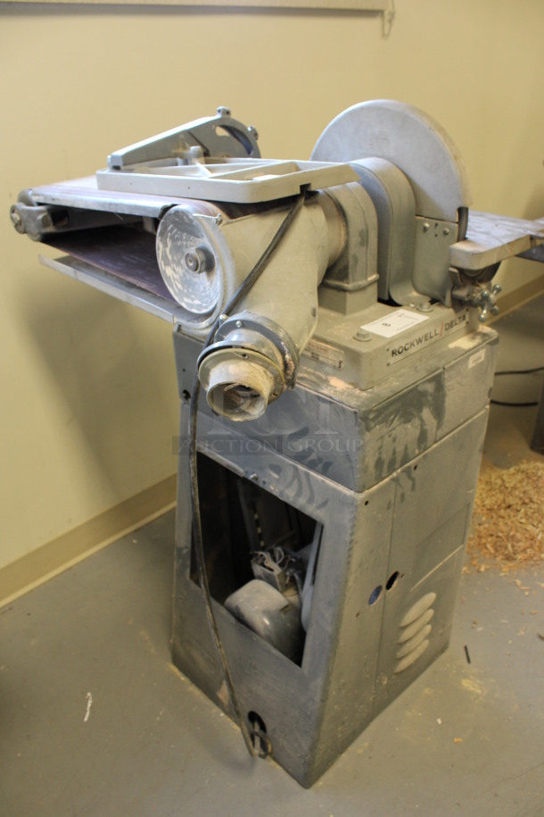 Rockwell Delta Metal Commercial Floor Style Electric Powered Sander. 250 Volts. 27x28x43. (Room 130) - Image 5 of 10