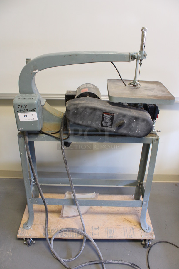 Milwaukee Delta Metal Commercial Floor Style Scroll Saw. 15x36x55. (Room 130)