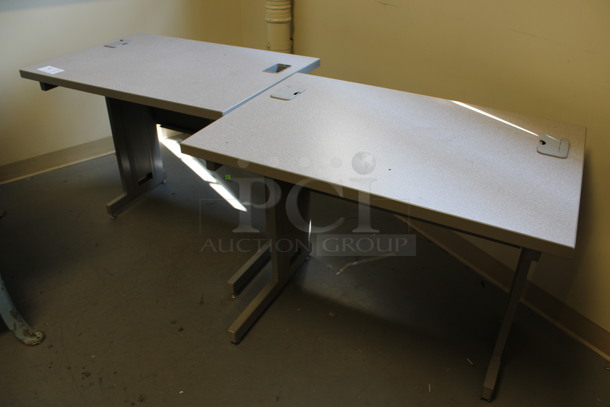 2 Gray Tables. 36x24x29. 2 Times Your Bid! (Room 130)