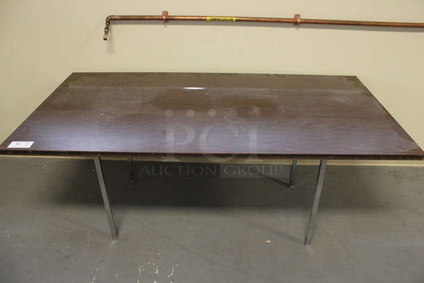 Wood Pattern Table on Chrome Finish Legs. 72x36x30. (Room 130)