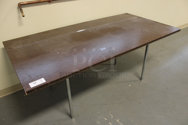 Wood Pattern Table on Chrome Finish Legs. 72x36x30. (Room 130) - Image 2 of 4