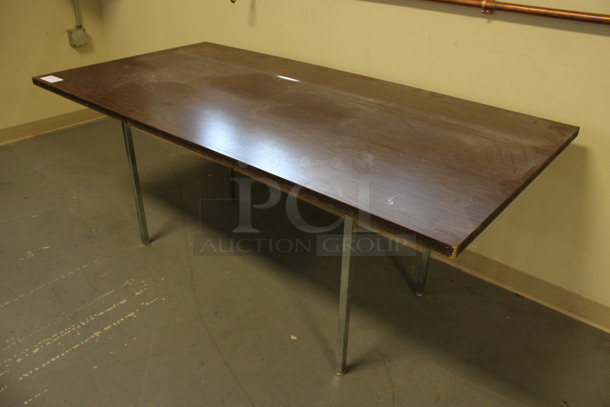 Wood Pattern Table on Chrome Finish Legs. 72x36x30. (Room 130) - Image 4 of 4