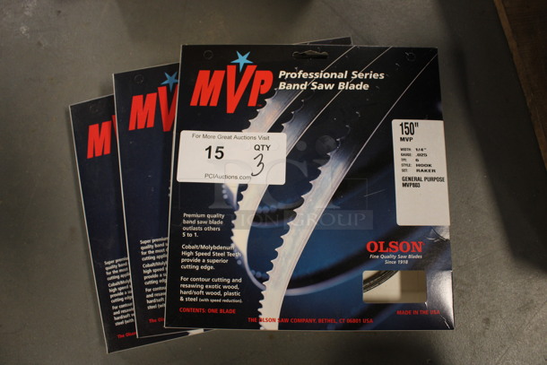 3 BRAND NEW IN BOX! MVP Olson Professional Series Band Saw Blades. 3 Times Your Bid! (Room 130)
