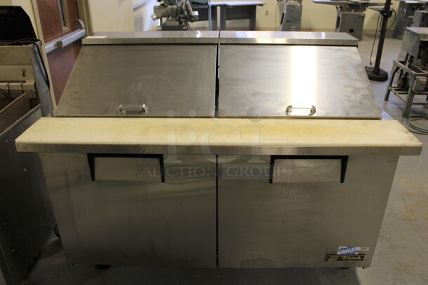 True Model TSSU-60-24M-B-ST Stainless Steel Commercial Sandwich Salad Prep Table Bain Marie Mega Top w/ Cutting Board on Commercial Casters. 115 Volts, 1 Phase. 60x34x46.5. (Room 130)