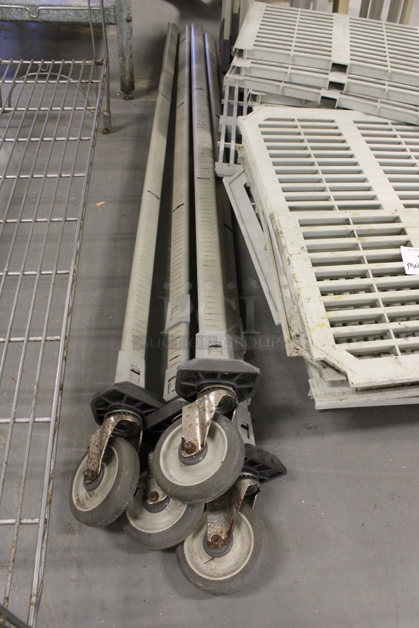 ALL ONE MONEY! Lot of Pieces to Metro Max Shelving Unit; 5 Shelves, 4 Poles on Commercial Casters and Various Poly Shelf Pieces! 54x18x2, 68". (Room 130) - Image 2 of 6