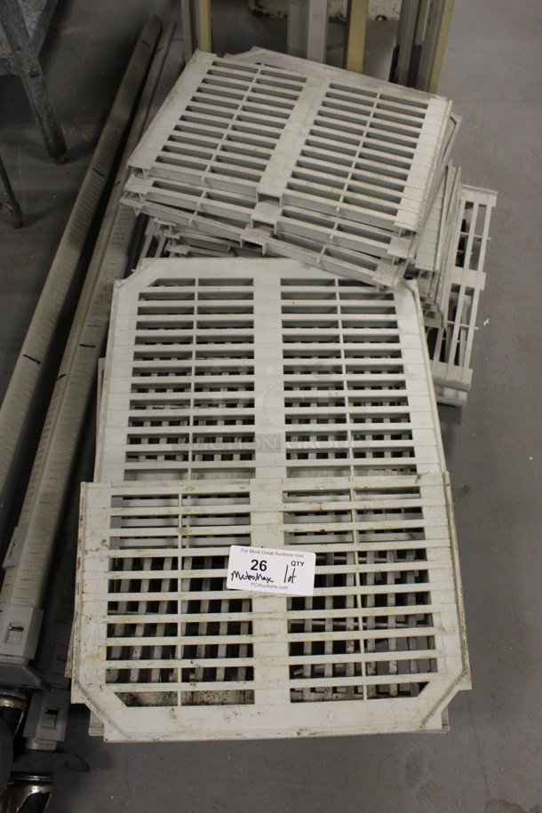 ALL ONE MONEY! Lot of Pieces to Metro Max Shelving Unit; 5 Shelves, 4 Poles on Commercial Casters and Various Poly Shelf Pieces! 54x18x2, 68". (Room 130) - Image 3 of 6