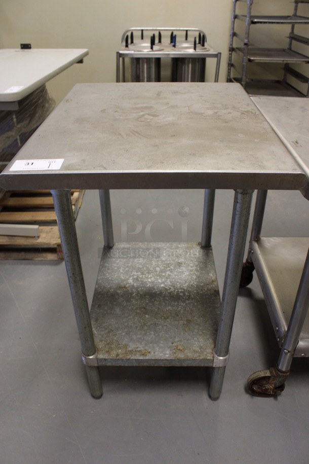 Stainless Steel Commercial Table w/ Metal Under Shelf. 30x24x35.5. (Room 130)