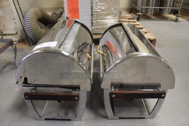 ALL ONE MONEY! Lot of 2 Metal Chafing Dish Frames w/ Rolling Lid. 24x13x15. (Room 130) - Image 1 of 5