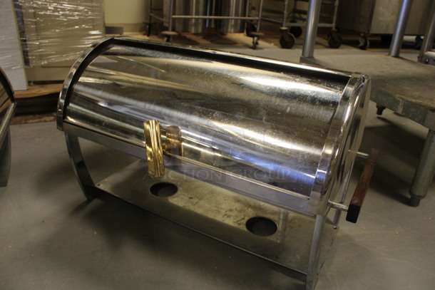 ALL ONE MONEY! Lot of 2 Metal Chafing Dish Frames w/ Rolling Lid. 24x13x15. (Room 130) - Image 2 of 5