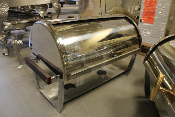 ALL ONE MONEY! Lot of 2 Metal Chafing Dish Frames w/ Rolling Lid. 24x13x15. (Room 130) - Image 3 of 5