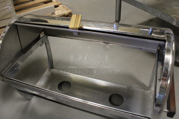 ALL ONE MONEY! Lot of 2 Metal Chafing Dish Frames w/ Rolling Lid. 24x13x15. (Room 130) - Image 4 of 5