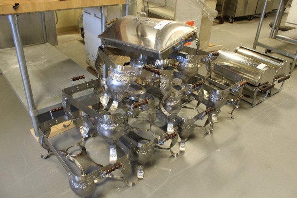 ALL ONE MONEY! Lot of 10 Metal Chafing Dish Frames w/ 1 Lid. 26x13x11.5. (Room 130) - Image 2 of 4