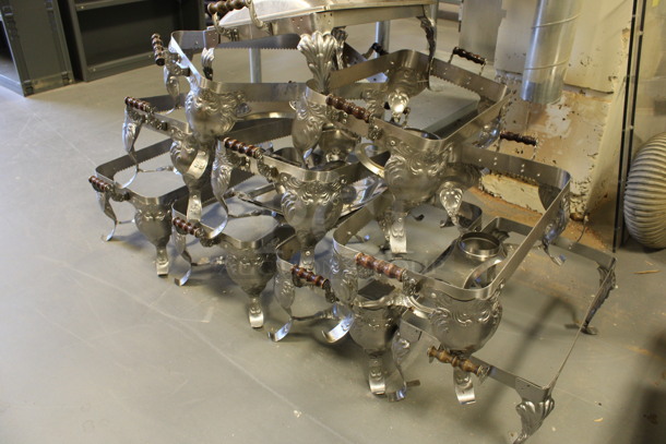 ALL ONE MONEY! Lot of 10 Metal Chafing Dish Frames w/ 1 Lid. 26x13x11.5. (Room 130) - Image 4 of 4