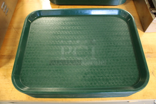 17 Green Poly Food Trays. 18x14x1. 17 Times Your Bid! (Room 130)