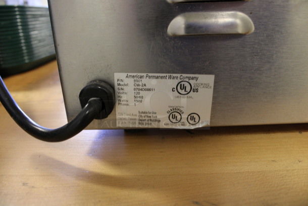 American Permanent Ware Model CW-2A Stainless Steel Commercial Countertop Food Warmer. 120 Volts, 1 Phase. 14.5x23x10. (Room 130) - Image 6 of 6