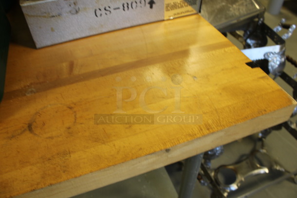 Butcher Block Table w/ Metal Under Shelf. 60x30.5x36.5. (Room 130) - Image 2 of 4