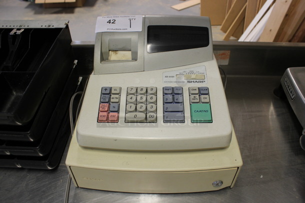 Sharp Model XE-A101 Countertop Cash Register. 13x14x10. (Room 130)
