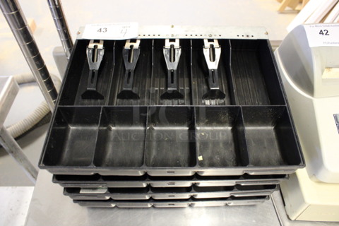 ALL ONE MONEY! Lot of 4 Black Poly Cash Register Inserts! 14x11.5x2.5. (Room 130)