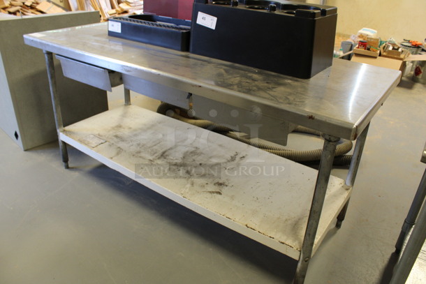 Stainless Steel Commercial Table w/ 3 Drawers and Metal Under Shelf. 72x30x35. (Room 130)