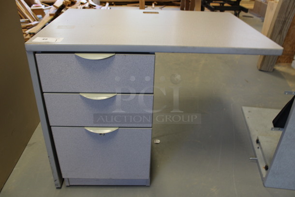 Gray Desk w/ 3 Drawer Filing Cabinet. 36x24x29.5 (Room 130)
