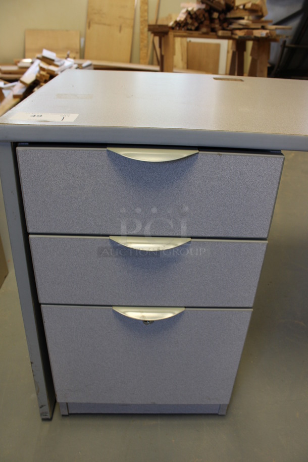 Gray Desk w/ 3 Drawer Filing Cabinet. 36x24x29.5 (Room 130) - Image 2 of 4
