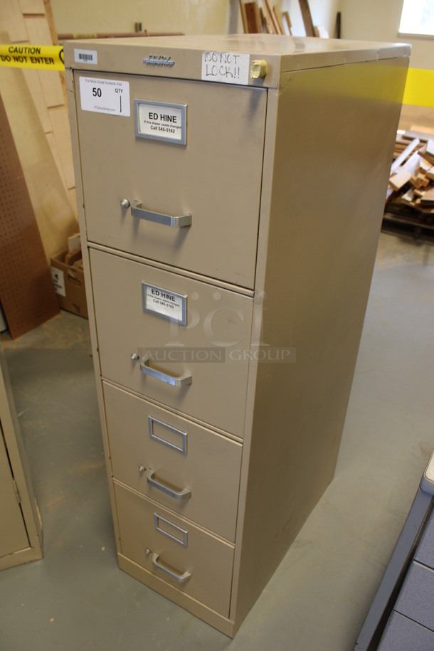 Envoy Tan Metal 4 Drawer Filing Cabinet. 15x26x52. (Room 130) - Image 2 of 7