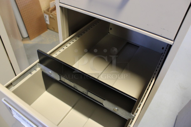 Envoy Tan Metal 4 Drawer Filing Cabinet. 15x26x52. (Room 130) - Image 5 of 7