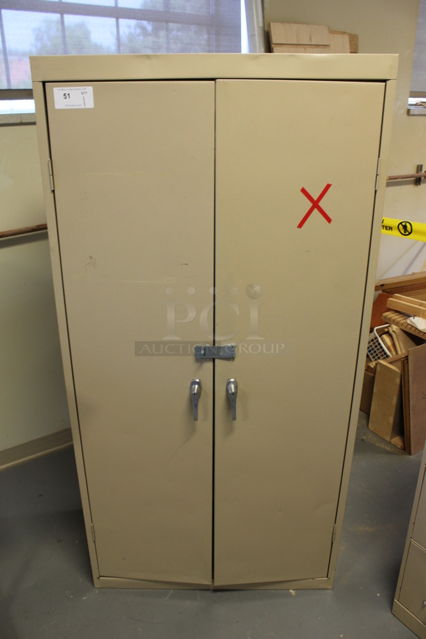 Tan Metal 2 Door Filing Cabinet. 36x18x72. (Room 130)