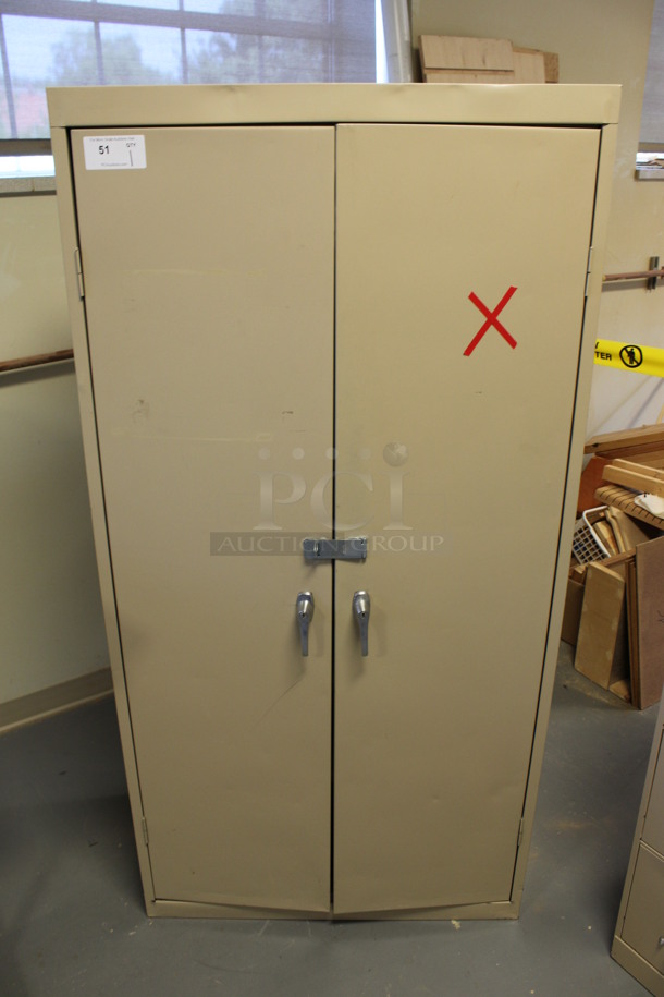 Tan Metal 2 Door Filing Cabinet. 36x18x72. (Room 130) - Image 1 of 5