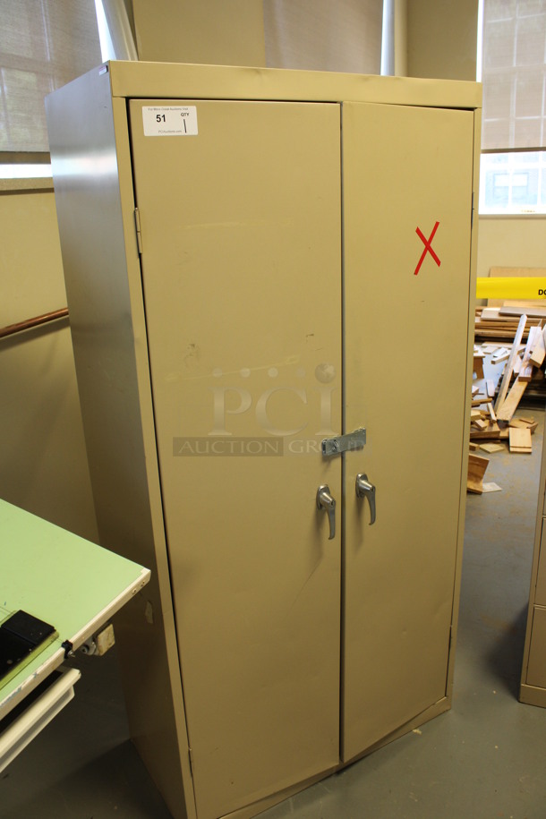 Tan Metal 2 Door Filing Cabinet. 36x18x72. (Room 130) - Image 2 of 5