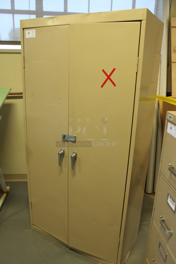 Tan Metal 2 Door Filing Cabinet. 36x18x72. (Room 130) - Image 3 of 5