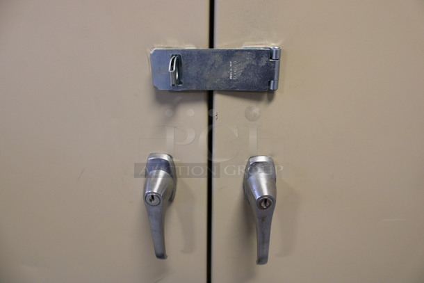 Tan Metal 2 Door Filing Cabinet. 36x18x72. (Room 130) - Image 4 of 5