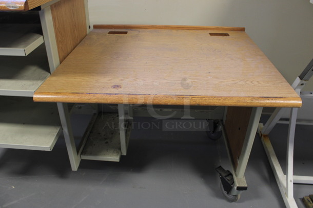 Wood Pattern 2 Tier Table w/ Metal Under Shelves on Commercial Casters. 61x30x41. (Room 130) - Image 3 of 5