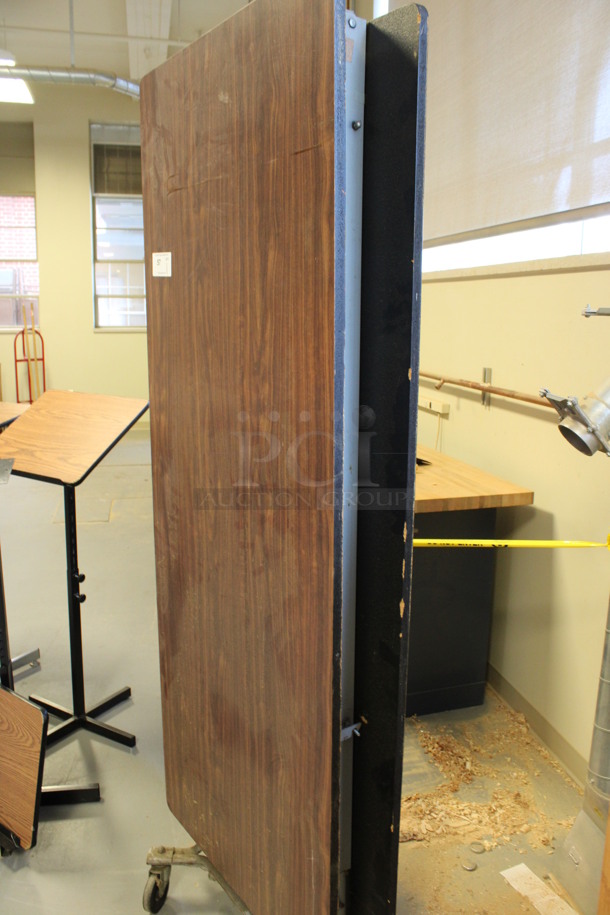 Wood Pattern Folding Table on Commercial Casters. 29.5x16x80. (Room 130) - Image 2 of 4