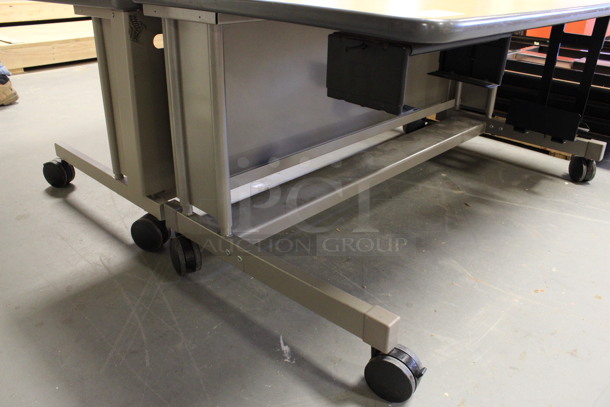 2 Wood Pattern Table on Casters. 60x30x27. 2 Times Your Bid! (Room 130) - Image 4 of 5
