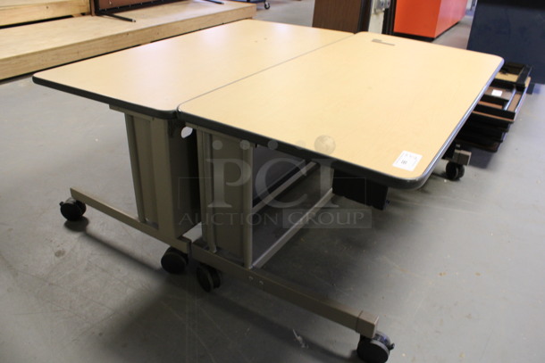 2 Wood Pattern Table on Casters. 60x30x27. 2 Times Your Bid! (Room 130) - Image 5 of 5
