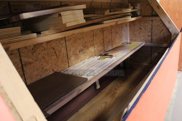 Orange Wooden Wood Storage Box on Commercial Casters. Comes w/ Contents! 80x30.5x52. (Room 130) - Image 4 of 7