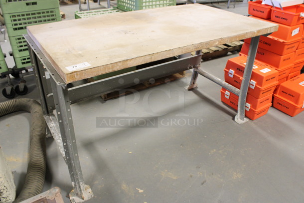 Wooden Table on Metal Legs. 60x34x34. (Room 130)  - Image 2 of 5