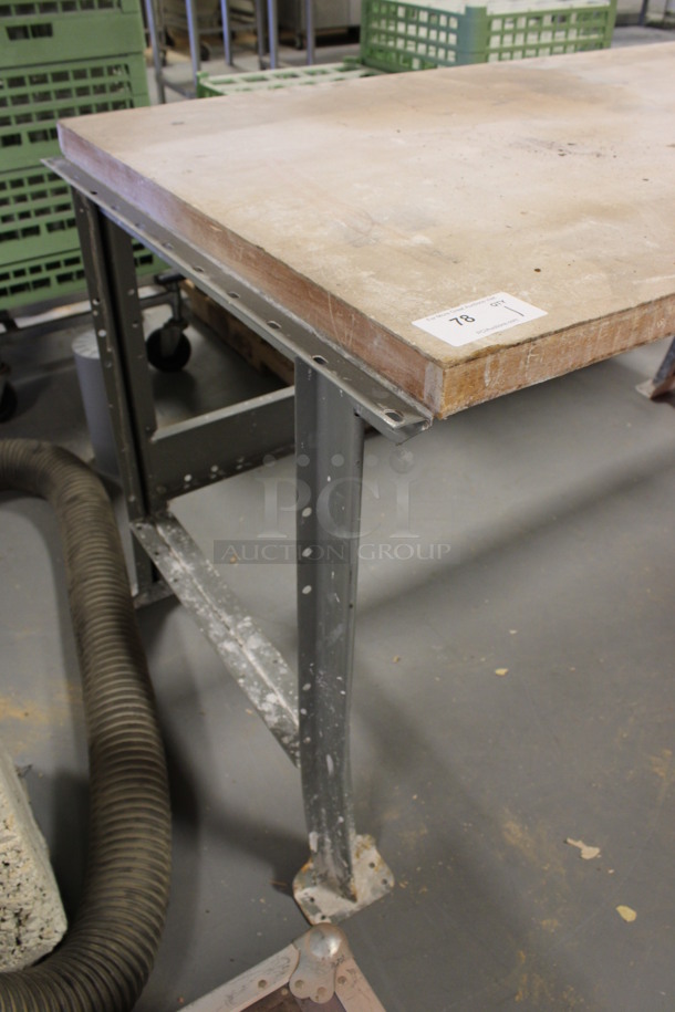 Wooden Table on Metal Legs. 60x34x34. (Room 130)  - Image 3 of 5