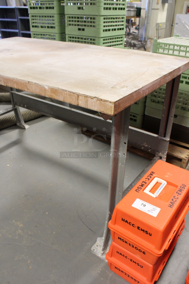 Wooden Table on Metal Legs. 60x34x34. (Room 130)  - Image 5 of 5