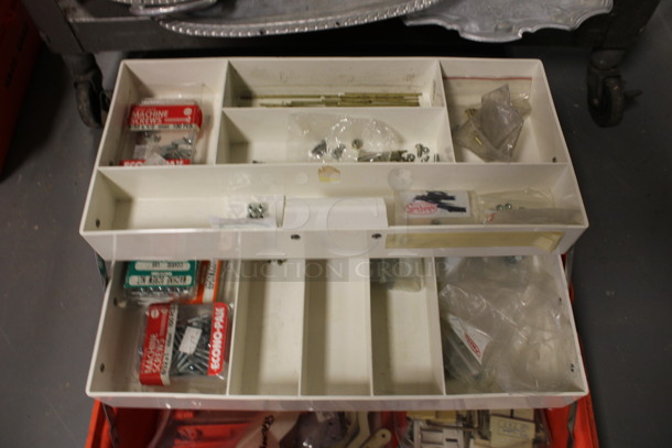 Flambeau PM 2072 Orange Poly Box w/ Contents. 19x10.5x10. (Room 130) - Image 5 of 6