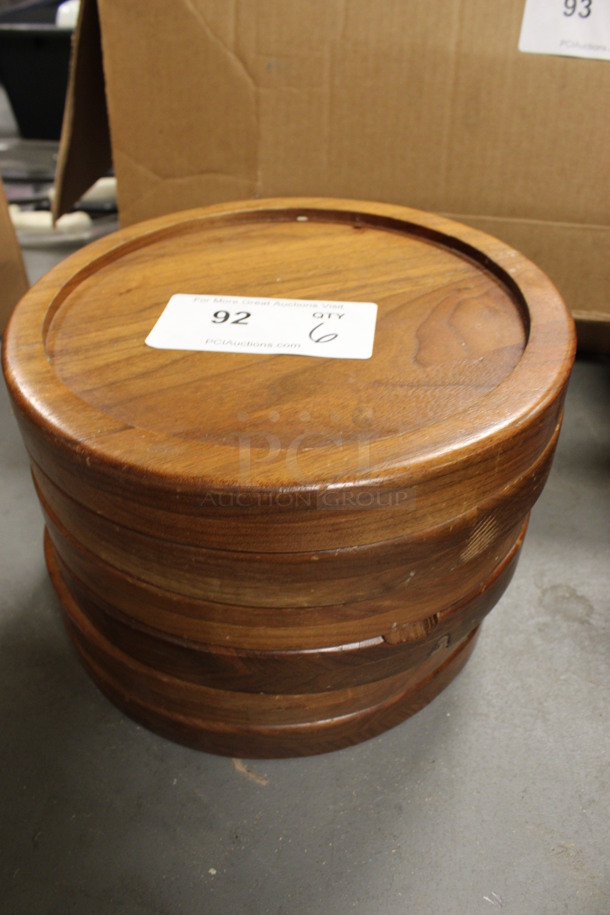 6 Wooden Round Plates. 10.5x10.5x1.5. 6 Times Your Bid! (Room 130) 