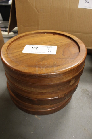 6 Wooden Round Plates. 10.5x10.5x1.5. 6 Times Your Bid! (Room 130) 