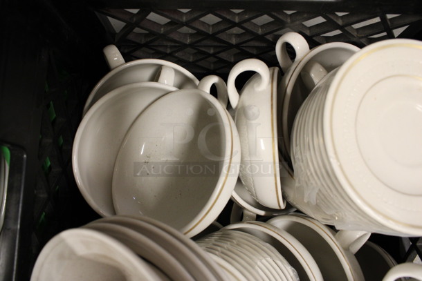 ALL ONE MONEY! Lot of Various White Ceramic Dishes Including Saucers, Bowls and Mugs! Includes 6.25x6.25x2. (Room 130) - Image 4 of 4