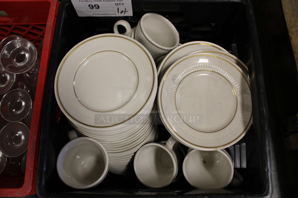 ALL ONE MONEY! Lot of Various White Ceramic Dishes Including Plates and Mugs! Includes 6.25x6.25x1. (Room 130)