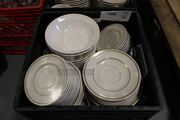 ALL ONE MONEY! Lot of Various White Ceramic Dishes Including Saucers and Bowls! Includes 6.25x6.25x2. (Room 130)